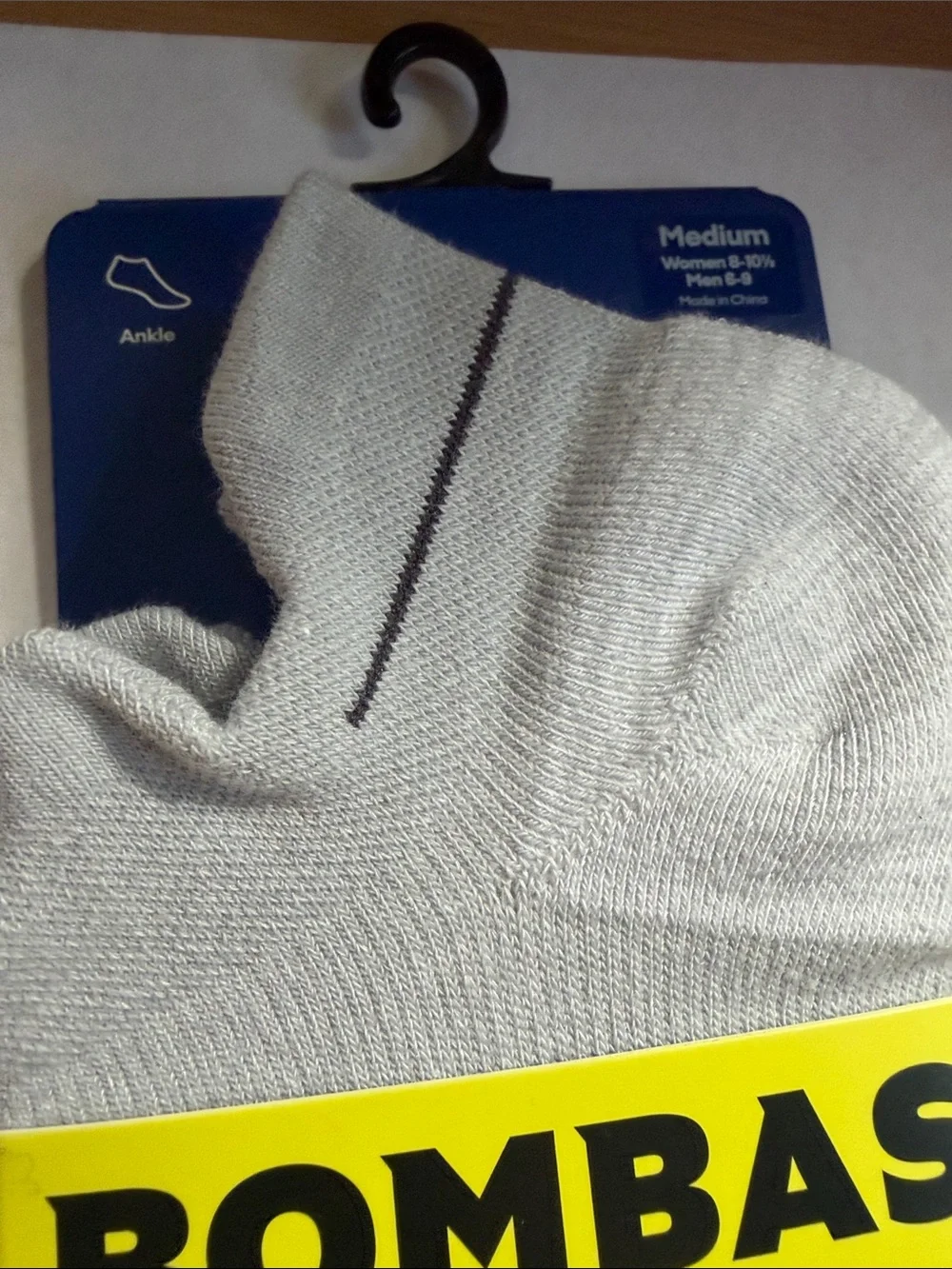 Bombas Light Gray Athletic Ankle Socks with Black Accent M